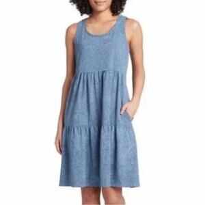 NWT Frye Faded Bandana Blue Floral Tiered Sleeveless Jersey Knit Dress Woman’s M